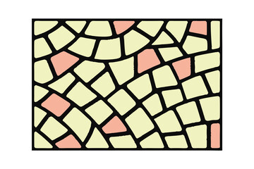 Abstract mosaic pattern with irregular shapes in yellow pink vector