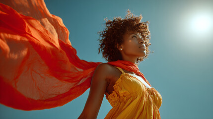 Joyful Embrace of the Summer Breeze: Vibrant Yellow, Flowing Red