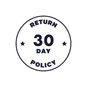 Thirty Day Return Policy Badge Circle Style with Bold Number Icon