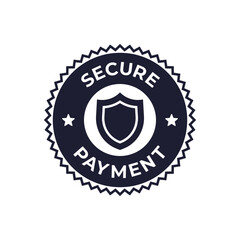 Secure Payment Badge with Shield Symbol in Circular Protection Icon Design