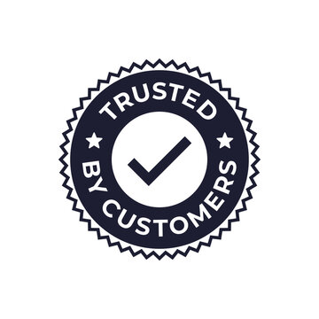 Trusted by Customers Emblem with Check Mark Inside Round Stamp