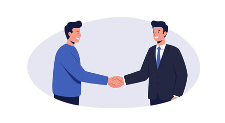Fototapeta premium Business agreement concept with two smiling individuals shaking hands