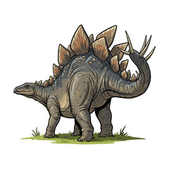 Fototapeta premium Stegosaurus Walking on the Grass Illustration