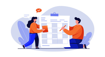 Team collaboration on project plan with large checklist and discussion