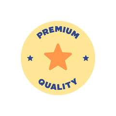 Premium Quality Emblem with Star Icon and Yellow Blue Badge