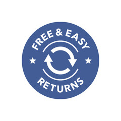 Blue Free and Easy Return Guarantee Badge with Circular Arrows