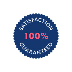 Satisfaction Guaranteed Badge with 100 Percent Text and Blue Seal