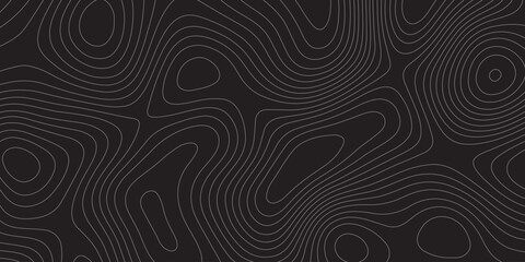 topographic map background illustration with white lines on black background abstract design