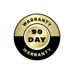Obraz premium 90 Day Warranty Badge in Bold Gold and Black Circle with Modern Font