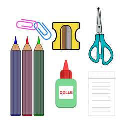 clip art illustration fournitures scolaire, PNG fond transparent