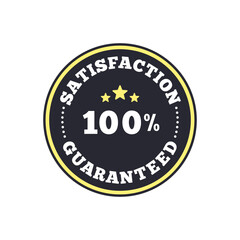Satisfaction Guaranteed Badge with 100 Percent and Star Accents in Navy Circle