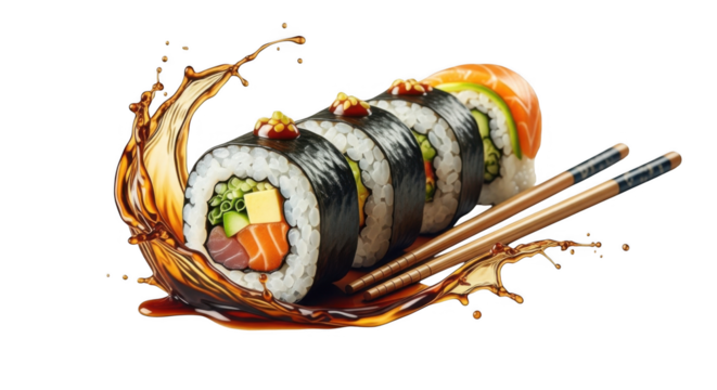 Delicious Sushi Roll PNG For Your Food Design Needs