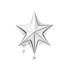 Obraz premium Shiny Liquid Mercury Star Icon PNG