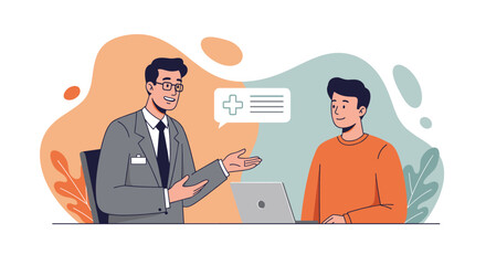 Business meeting with healthcare professional in modern office setting