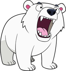 Adorable Cartoon Polar Bear Roaring Loudly With Open Mouth Mascot