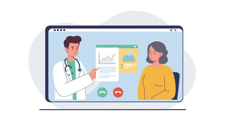 Online healthcare consultation with doctor and patient via video call