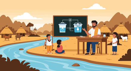 Rural Education Water Filtration System Knowledge For Village Children