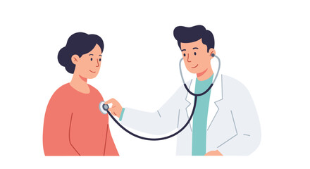 Healthcare professional using stethoscope in modern flat style