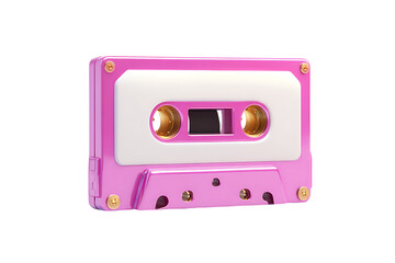 Obraz premium A Vibrant Pink Retro Cassette Tape, a Symbol of 80s Nostalgia Isolated on transparent background, cutout 