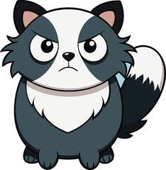 Cute Cartoon Grumpy Skunk Badger Raccoon Animal Character Mascot Vector Illustration