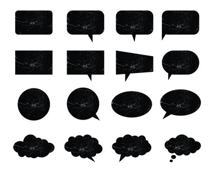 Grunge Black Speech Bubbles and Thought Clouds