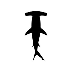 Hammerhead shark silhouette vector flat illustration design.