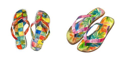 sandals watercolor vector illustration