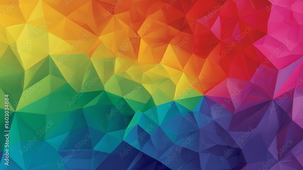 Poster abstract colorful triangular mosaic background with rainbow gradient texture