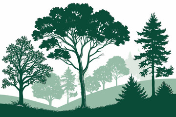 Obraz premium Silhouette of a tree against a soft gradient sky—minimalist nature concept perfect for backgrounds, wall art, design elements, or environmental themes.