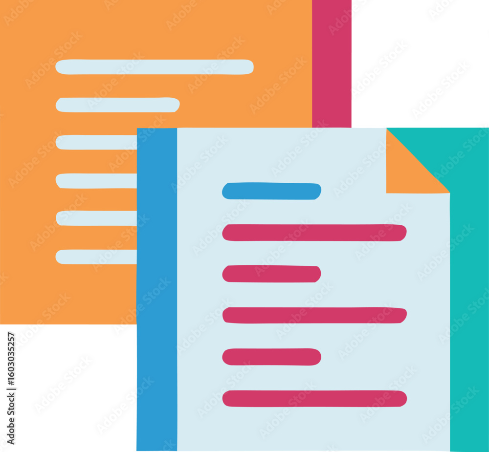 Fototapete two documents with text and lines isolated on transparent background