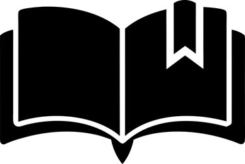 Open Book with Bookmark Icon Black Silhouette