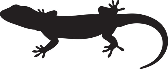 Obraz premium Dark lizard silhouette on white background, perfect for reptile graphics and wildlife designs