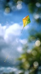 Colorful kite soaring in a vibrant sky.