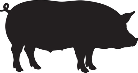 Stylized Black Pig Silhouette Design for Farm, Agriculture, and Butchery Concepts