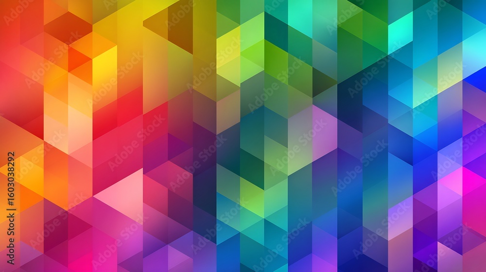 Poster vibrant geometric background with a spectrum of color and faceted design