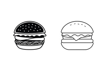 Two black and white burgers hamburger food