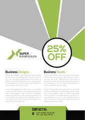 Modern Business Flyer with Green and Gray Accents Announcing a 25% Off Discount