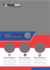Modern corporate flyer design featuring geometric shapes, text blocks, and placeholders