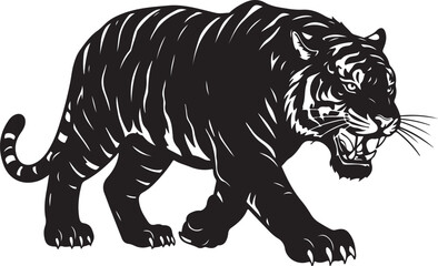 Fototapeta premium Fierce Roaring Tiger Silhouette Design for Power, Strength, and Wildlife Concepts