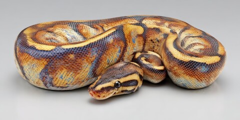 Fototapeta premium Watercolor Ball Python with Wave-Like Scale Patterns