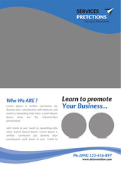 Promotional Flyer Design for Business Services: Blue and White Template with Text and Placeholder Images