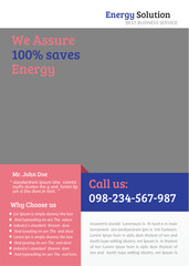 Promotional Flyer for Energy Solution: Assurance of 100% Energy Savings and Contact Information