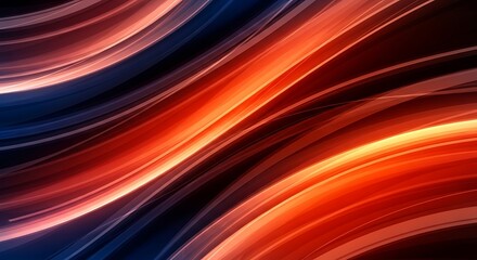Naklejka premium Abstract Glowing Waves with Dynamic Red, Orange, and Blue Streaks on a Dark Background