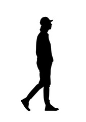 Silhouette of a Casual Young Man Walking