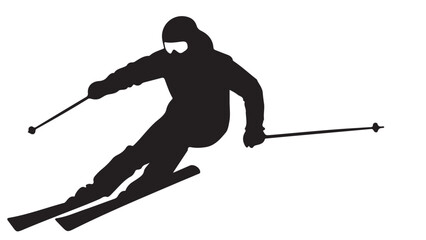 Black silhouette of a skier, vector illustration. Winter sports design element.