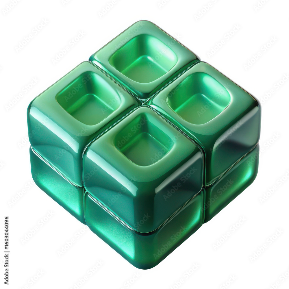 Poster green cube blocks puzzle abstract design element for games and creative concepts and presentations a