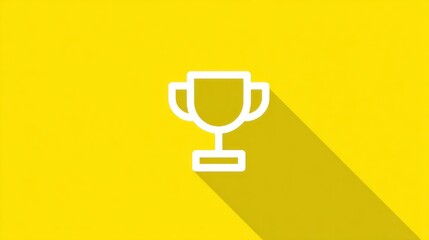 Simple Trophy Icon with Soft Shadow on Bright Clean Background