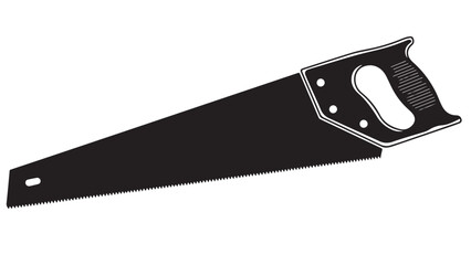 Hand Saw Vector Illustration, Black Silhouette on White Background