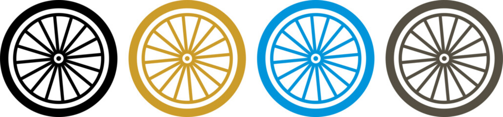Bicycle wheel icon. Colorful vehicle wheel icon set isolated on white background. vector illustration