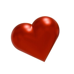 Shiny Red Heart Graphic 3D Render Love Concept, Glossy Red Heart Shape 3D Icon for Valentine's Day Design